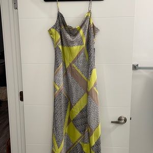 Express- Geometric Satin Midi Slip Dress